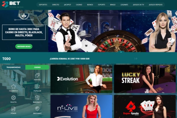 22bet casino en vivo