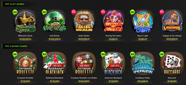 Sección de juegos en 888casino