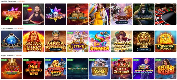 Sección de juegos en Betsson casino