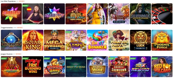 Sección de juegos en Betsson casino