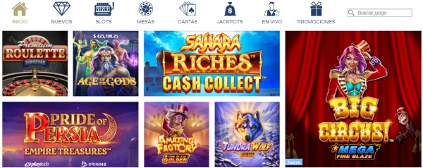 Sección de juegos en Europa casino